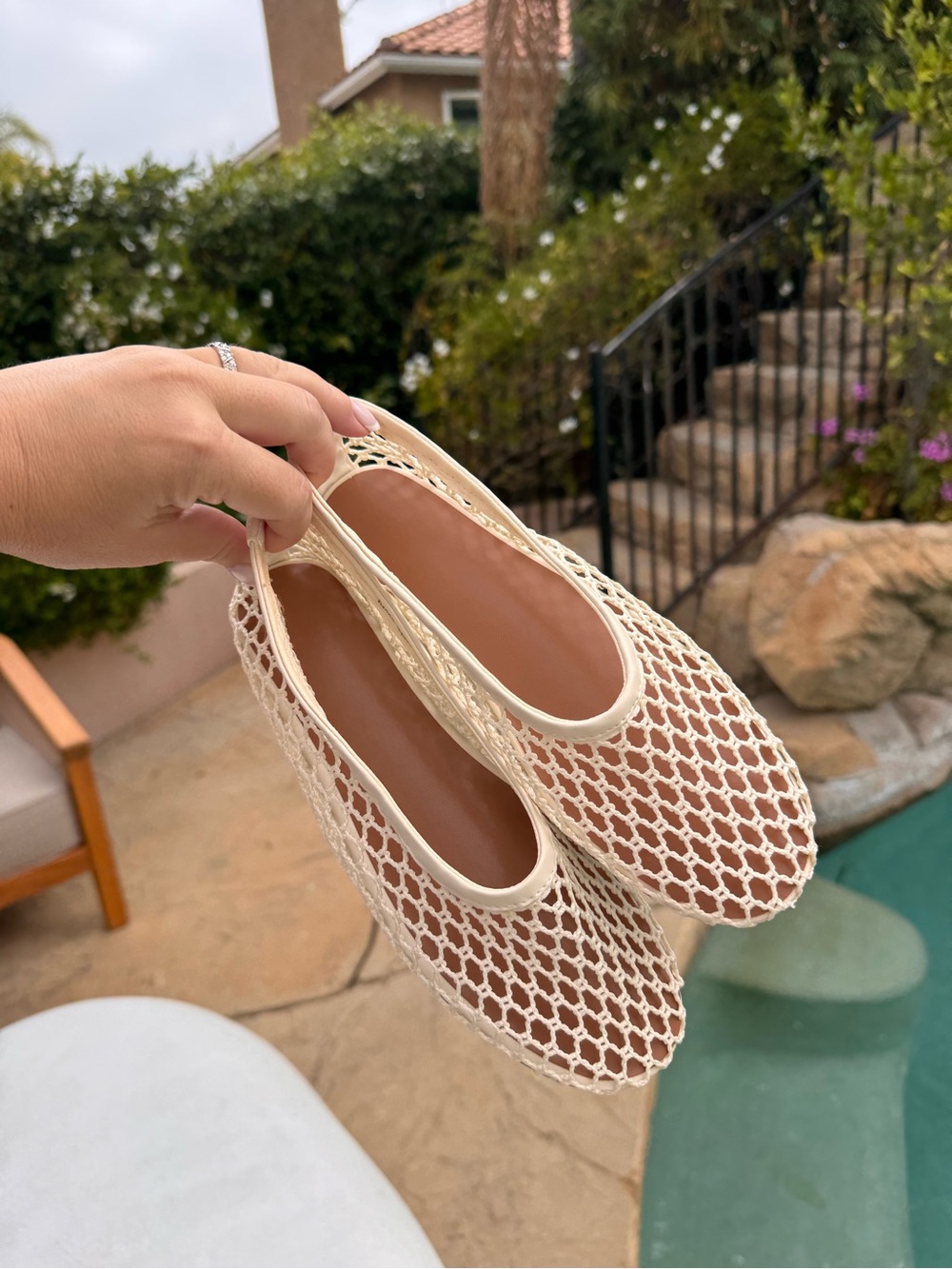 Target Cream Crochet Slip-On Flats